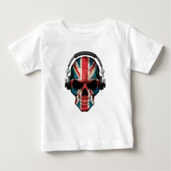 Customizable British Dj Skull With Headphones Baby T-shirt by UniqueFlags at Zazzle