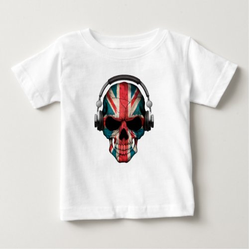 Customizable British Dj Skull with Headphones Baby T_Shirt