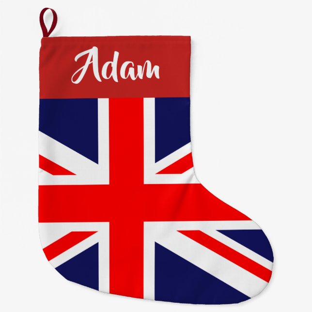 Customizable British Flag Large Christmas Stocking (Front)