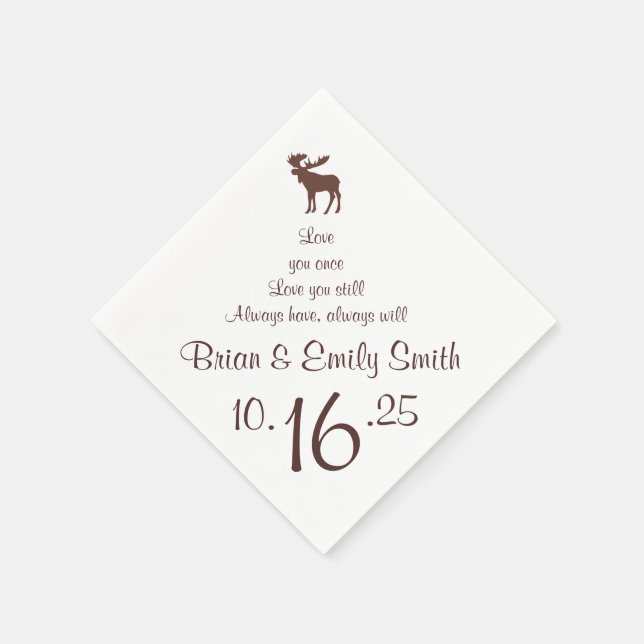 Customizable brown moose paper napkins (Corner)