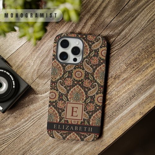 Customizable Brown Peach Pink Paisley Pattern iPhone 15 Pro Max Case