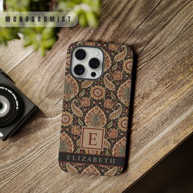 Customizable Brown Peach Pink Paisley Pattern iPhone Case (Customizable Brown Peach Pink Paisley Pattern iPhone Case)