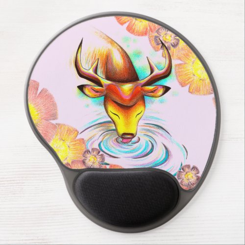 Customizable Buck at Water Purple Floral Gel Mouse Pad