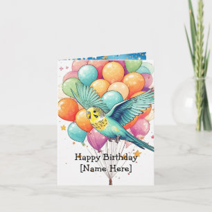 Customizable Budgie Themed Birthday Card