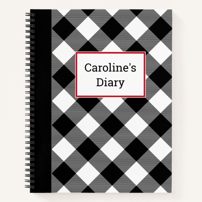 Customizable Buffalo Plaid Diary Notebook (Front)