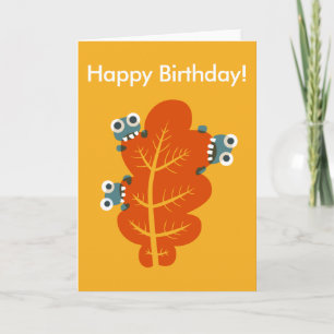 Customizable Bugs Bite Autumn Leaf Birthday Card