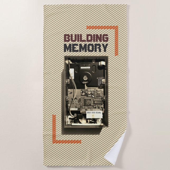 Customizable Building Memory Geek Hard Drive Nerdy Beach Towel (Front)