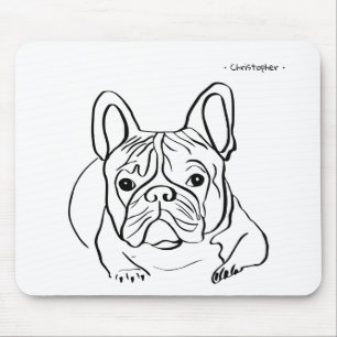 Customizable Bulldog Line Art Mouse Pad