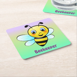 Customizable Bumblebee Square Paper Coaster