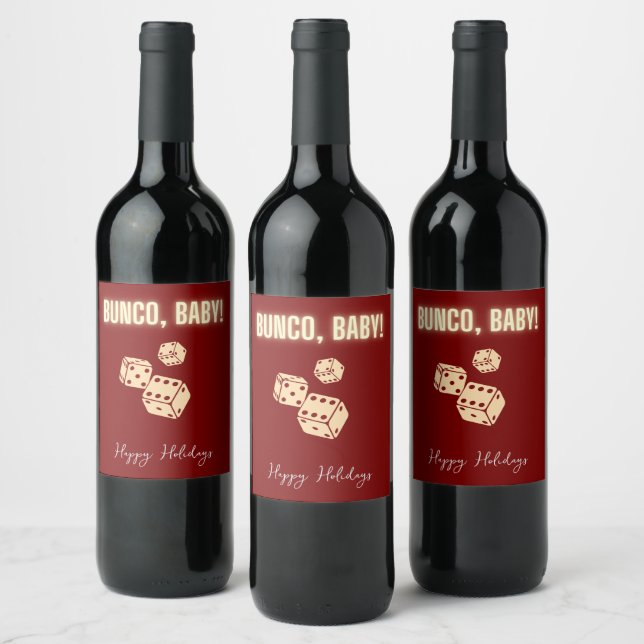 Customizable Bunco Holiday Wine Labels. Label (Bottles)