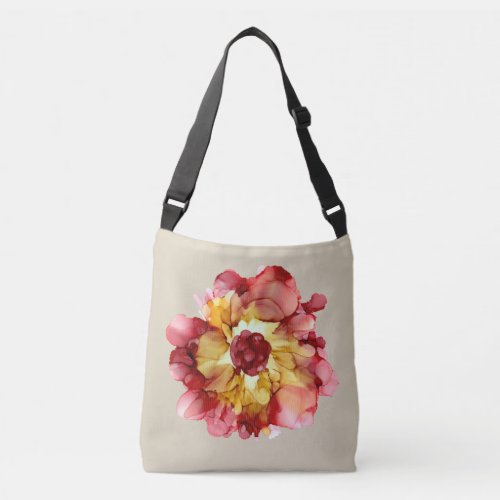 Customizable Burgundy  Gold Camellia floral Crossbody Bag