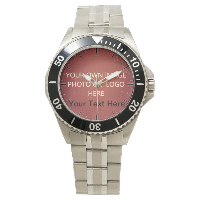 Customizable Burgundy Grunge Textured Background Watch (Front)