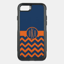 Customizable Burnt Orange and Navy Blue Monogram