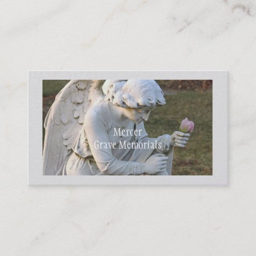 CUSTOMIZABLE BUS CARDANGEL WITH ROSE MEMORIAL BUSINESS CARD