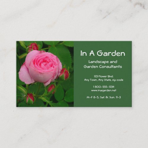 BUSINESS CARD, FLORAL, DEEP  PINK ROSE, PHOTOG.