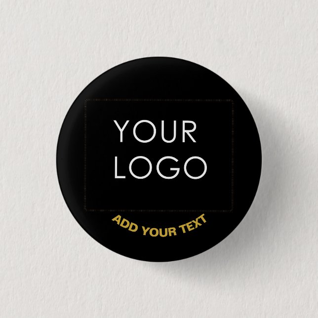 Customizable Business Add Logo Modern Black   Button (Front)