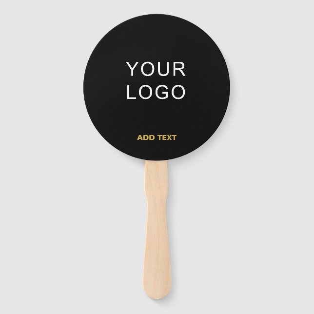 Customizable Business Add Logo Modern Black Hand Fan (Front)