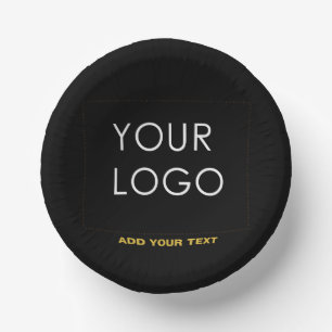 Customizable Business Add Logo Modern Black Paper Bowls