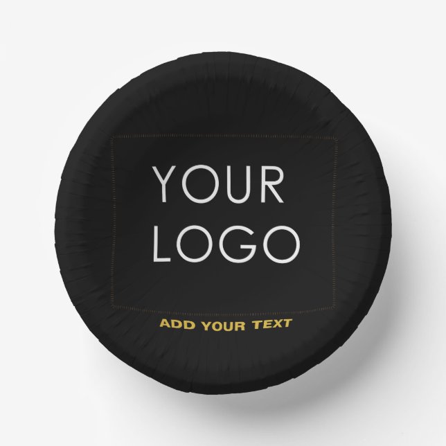 Customizable Business Add Logo Modern Black Paper Bowls (Front)