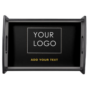 Customizable Business Add Logo Modern Black Serving Tray