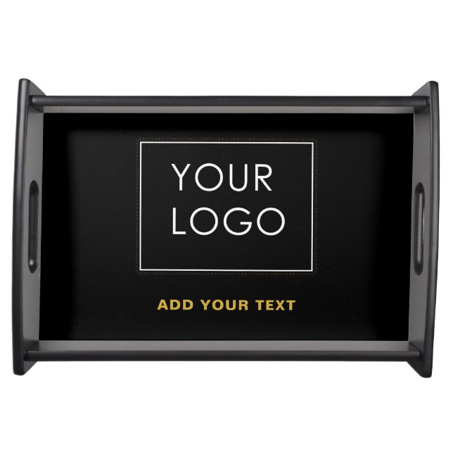 Customizable Business Add Logo Modern Black Serving Tray (Front)
