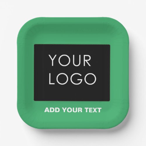 Customizable Business Add Logo Modern Green Paper Plates