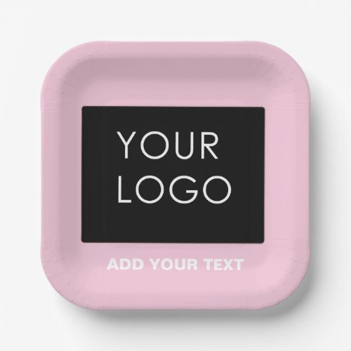 Customizable Business Add Logo Modern Pink Paper Plates