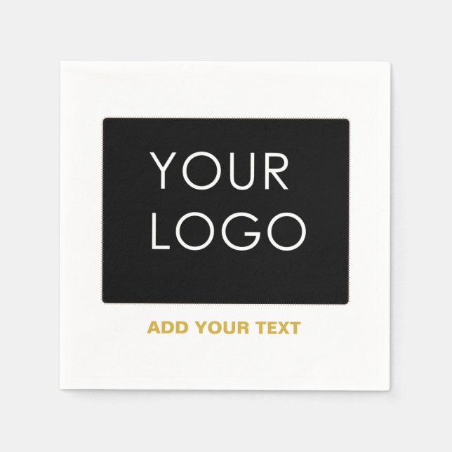 Customizable Business Add Logo Modern White    Napkins (Front)