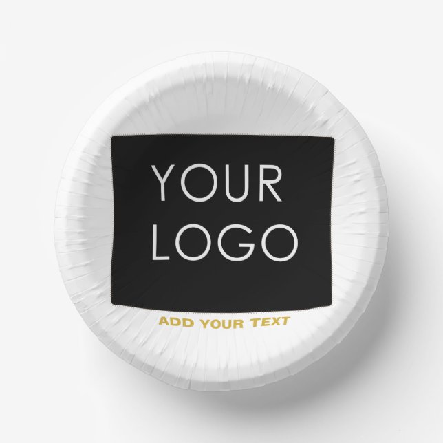 Customizable Business Add Logo Modern White  Paper Bowls (Front)