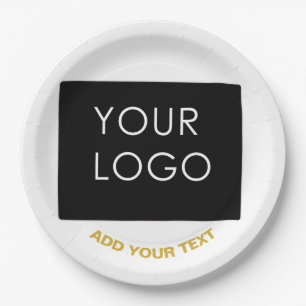 Customizable Business Add Logo Modern White Paper Plates