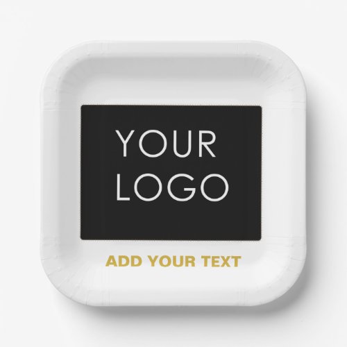 Customizable Business Add Logo Modern White  Paper Plates