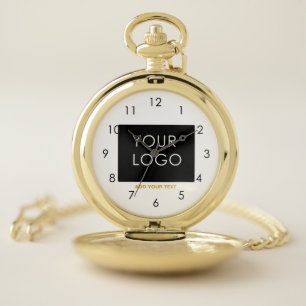 Customizable Business Add Logo Modern White Pocket Watch