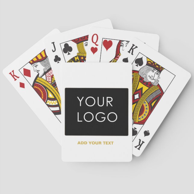 Customizable Business Add Logo Modern White   Poker Cards (Back)