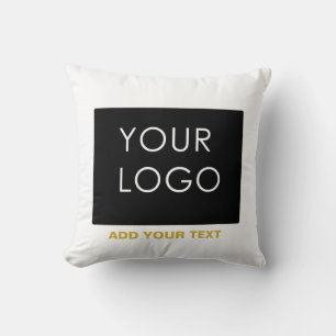Customizable Business Add Logo Modern White Throw Pillow