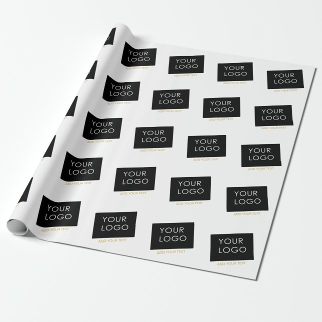 Customizable Business Add Logo Modern White    Wrapping Paper (Unrolled)