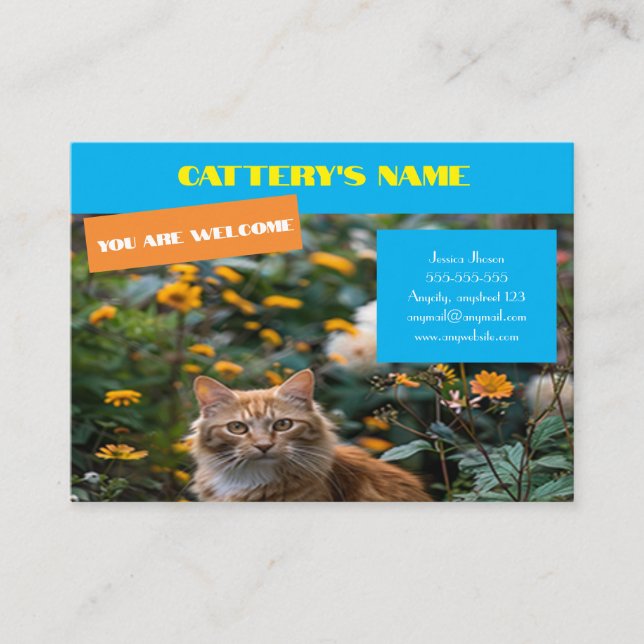 Customizable Business Card For Catteries QR Code (Front)