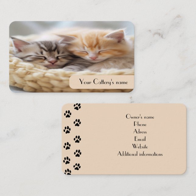 Customizable Business Card For Cattery Beige Color (Front/Back)