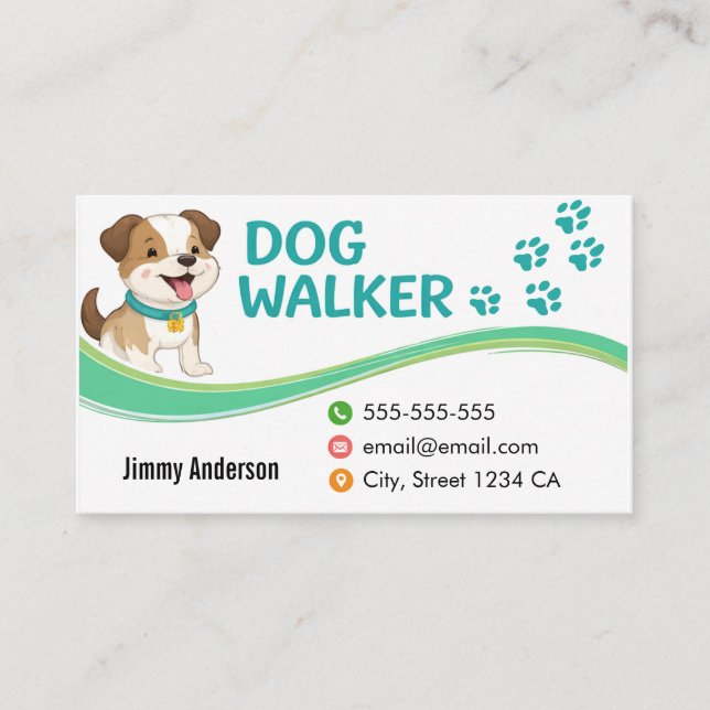 Customizable Business Card For Dog Walker   (Front)