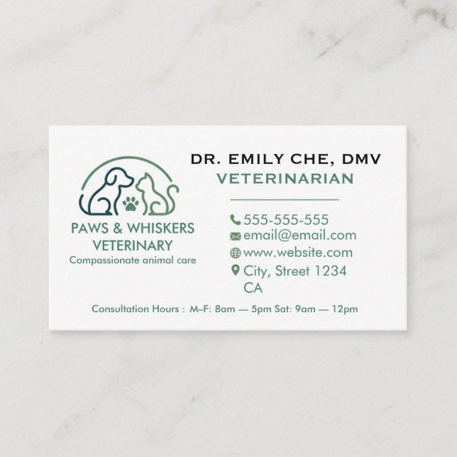 Customizable Business Card For Veterinarian (Front)