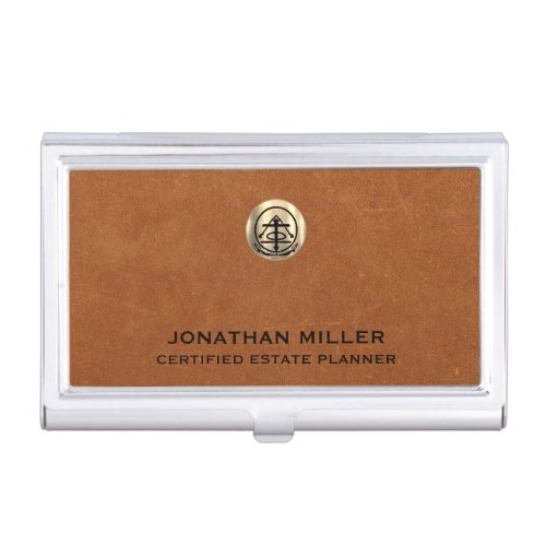 Customizable Business Card Holder with Gold Logo
