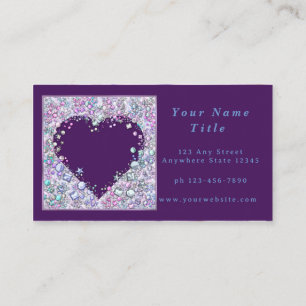 Customizable Business Card Purple Jewel Heart