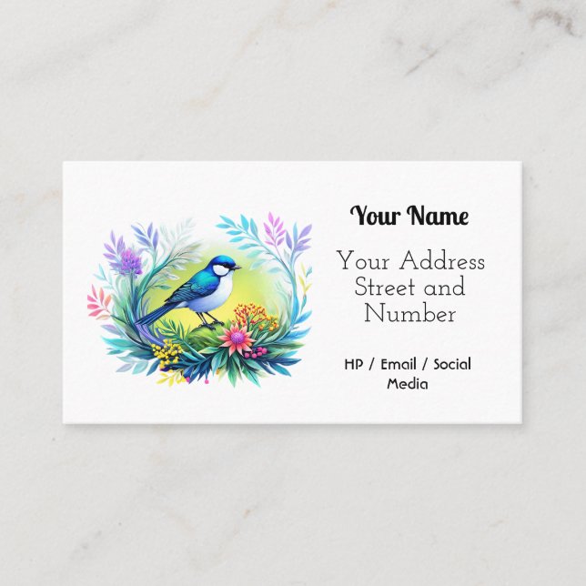 Customizable Business Card - Template - Bird Theme (Front)