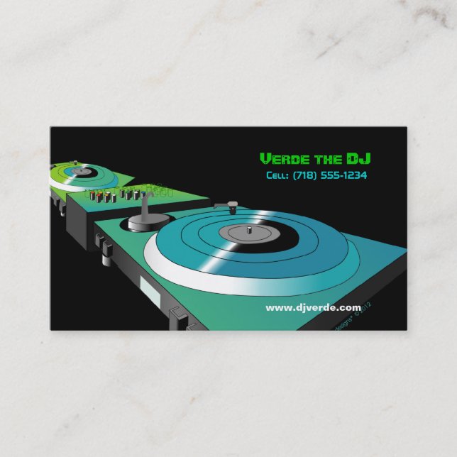 Customizable Business Cards (DJ Theme) (Front)