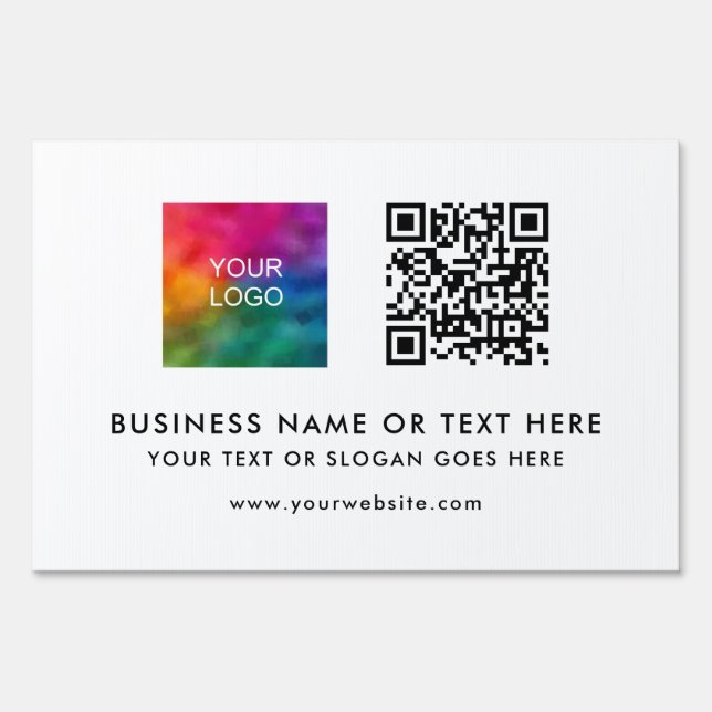 Customizable Business Company Logo QR Code Yard Sign (Front)