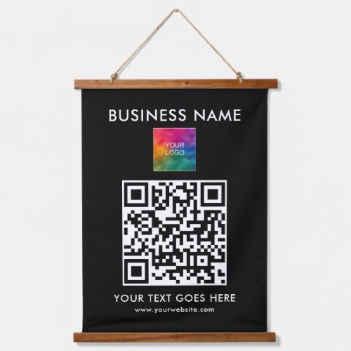 Customizable Business Company Logo Text QR Code Hanging Tapestry
