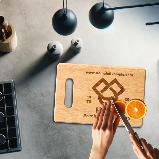 Customizable Business Logo Domain Text Template Engraved Cutting Board (Creator Uploaded)