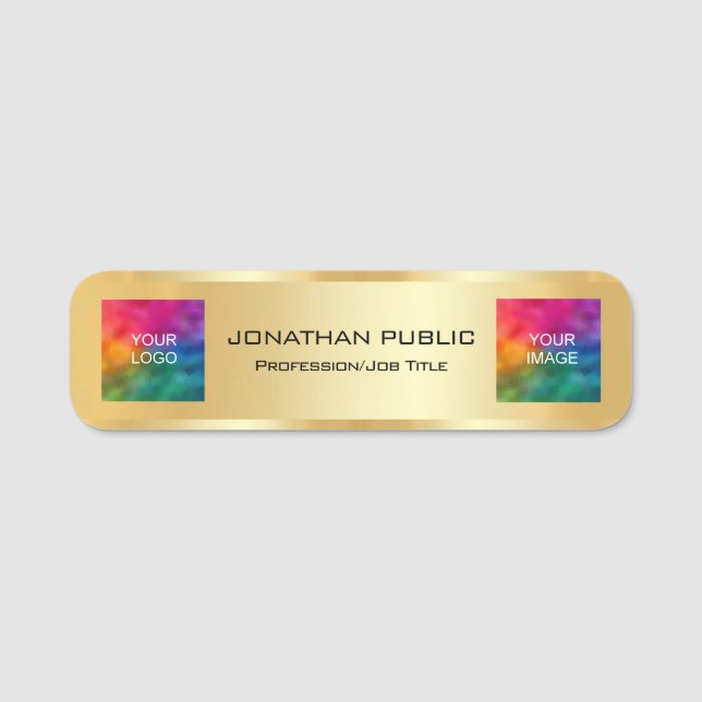 Customizable Business Logo Employee Photo Here Name Tag (Front)
