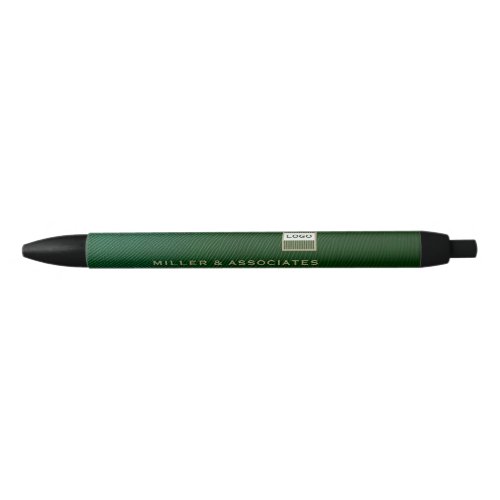 Customizable Business Logo Green and Gold Black Ink Pen