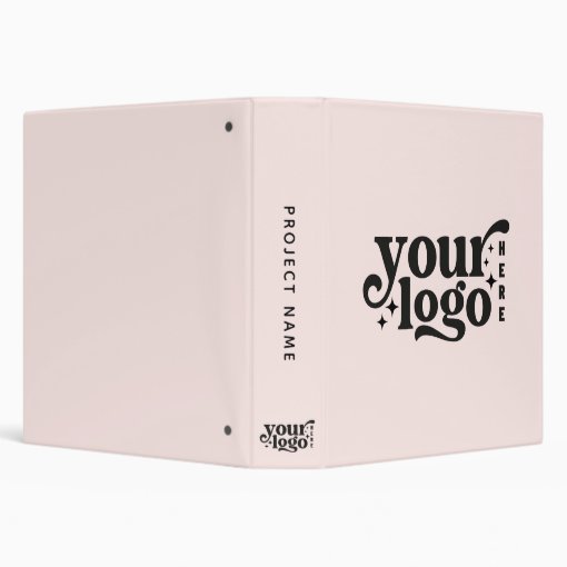 Customizable Business Logo Minimalist Blush Pink 3 Ring Binder Zazzle