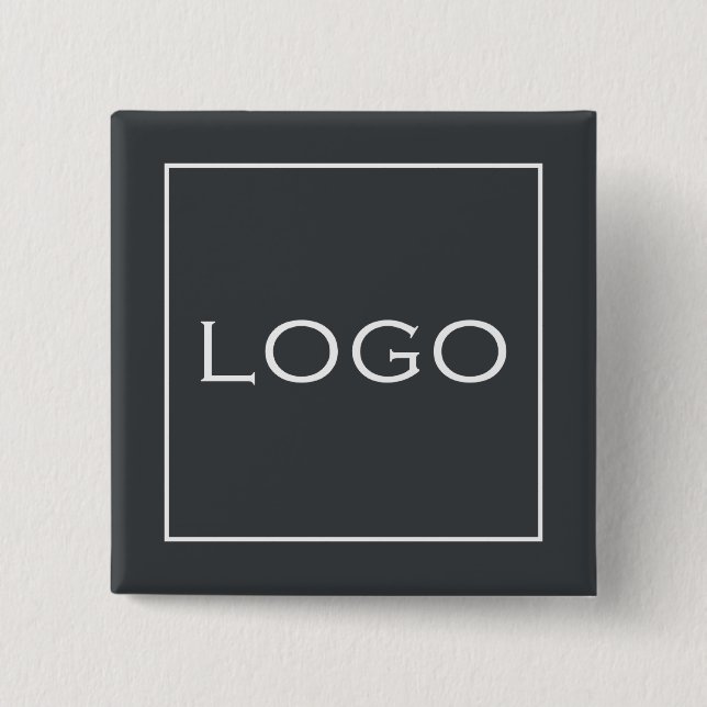 Customizable Business Logo on Charcoal Grey Button (Front)